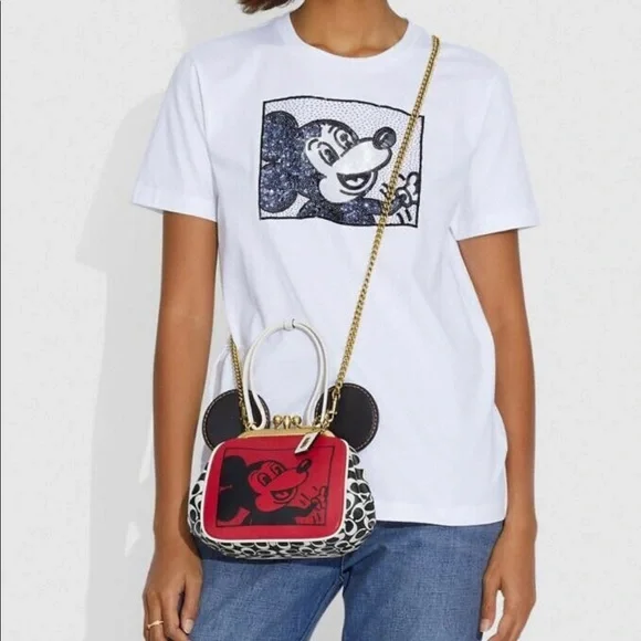 COACH MICKEY MOUSE X KEITH HARING KISSLOCK BAG
